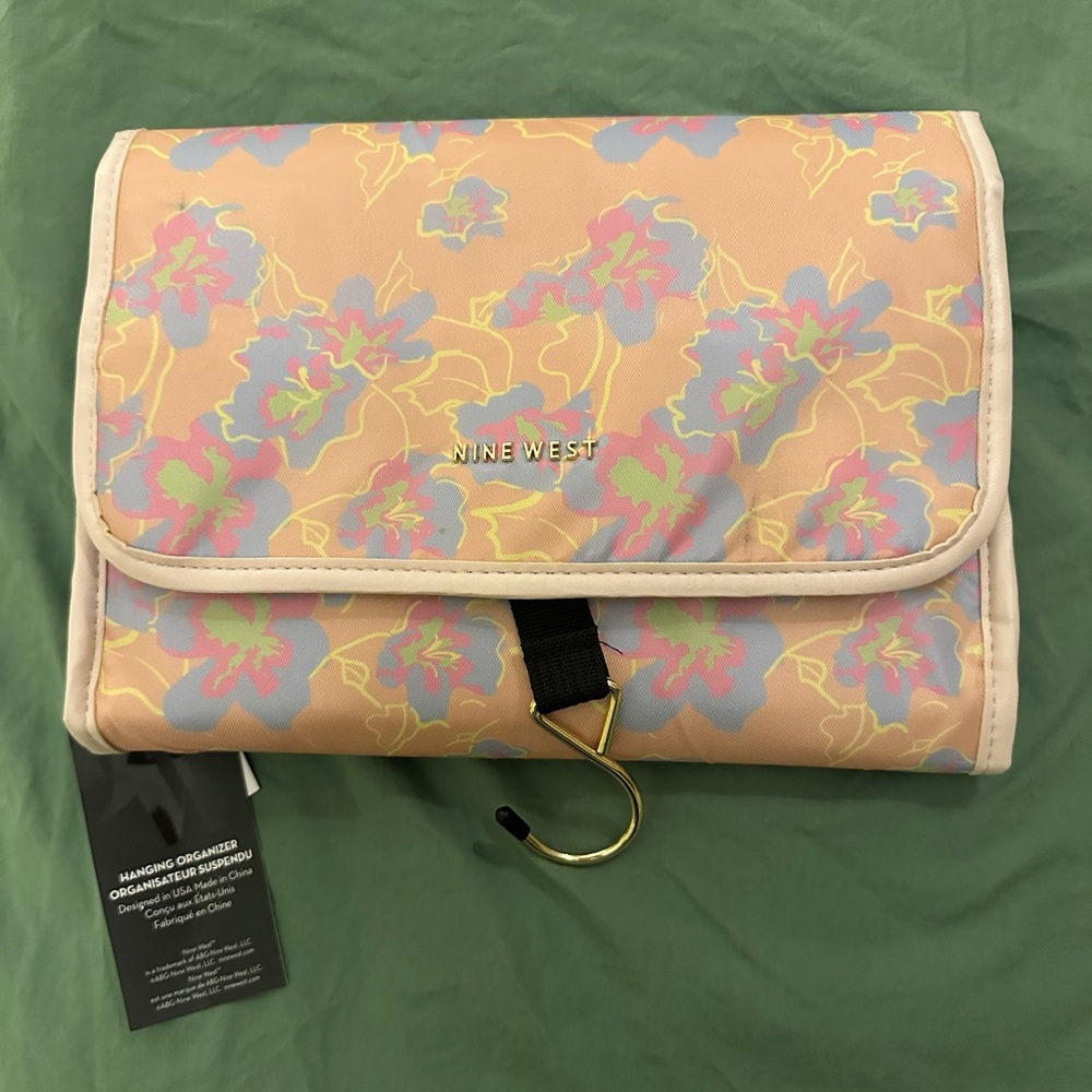 Nine West Peach and Lavender Floral Cosmetic Bag